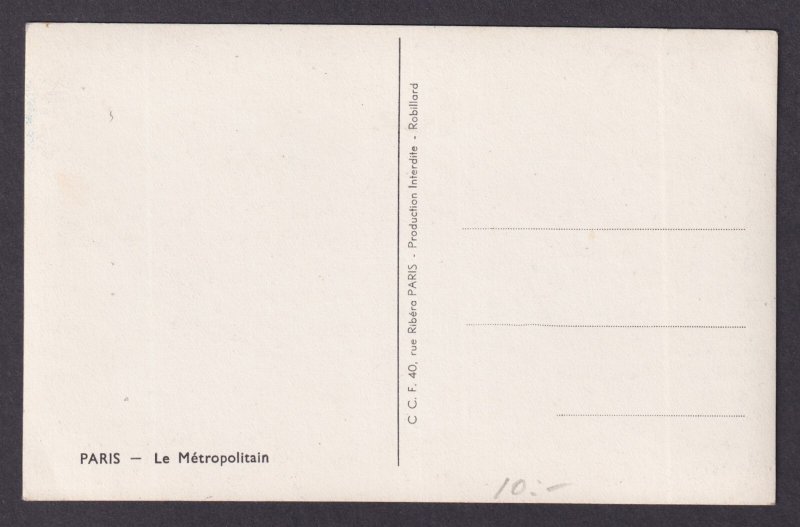 FRANCE, Postcard RPPC, Paris, Le Métropolitain