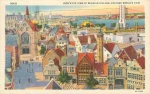 Chicago World's Fair Belgian Village Aerial View CT Art Colortone 36A15 Postcard