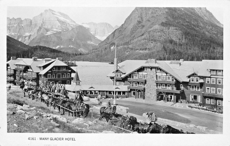 GLACIER NATIONAL PARK~MANY GLACIER HOTEL~1950s REAL PHOTO POSTCARD