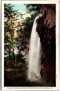 Postcard VA Hot Springs - Falling Springs between Covington