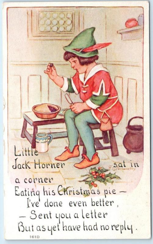 Nursery Rhyme  LITTLE JACK HORNER  Signed Artist Nosworthy?  Postcard