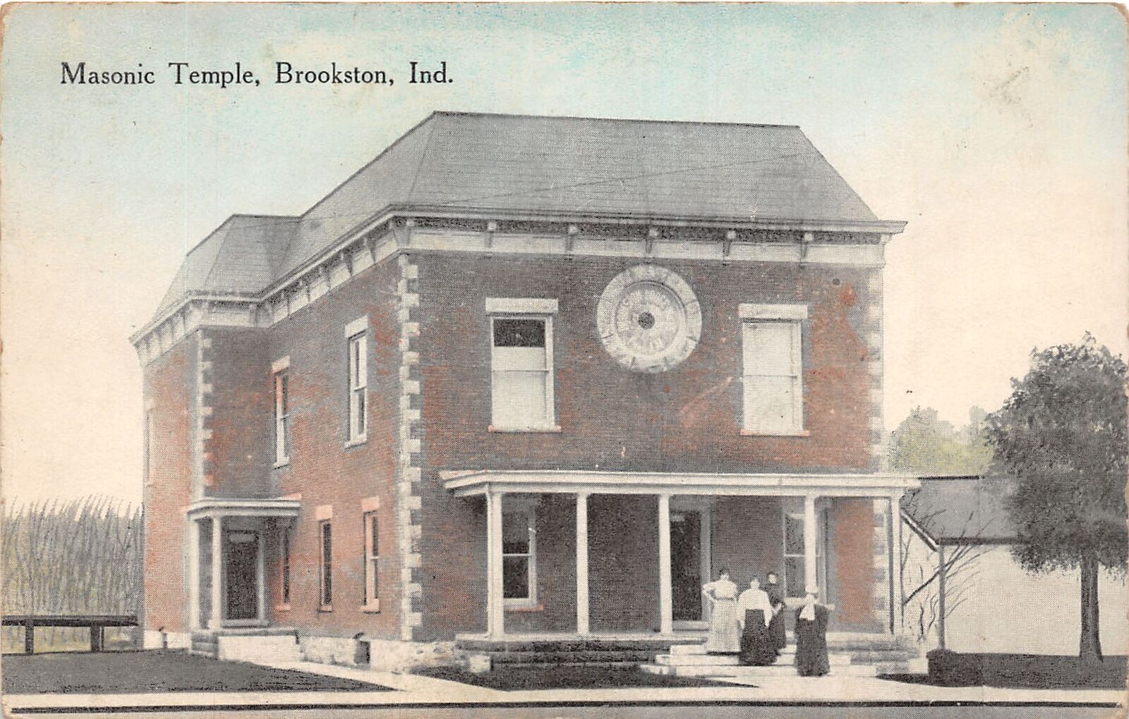 J47 Brookston Indiana Postcard c1910 Masonic Temple Building 178