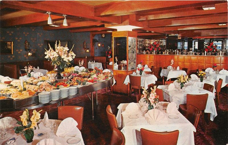 New York City~Stockholm Restaurant on West 51st Street~Dining Tables & Food~'50s