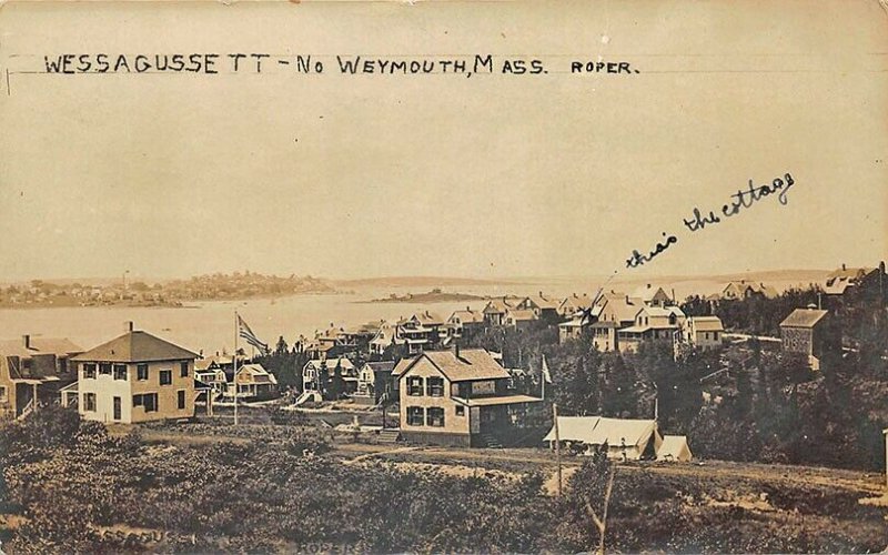 North Weymouth MA Wessagussett Bay View Cottages Real Photo Postcard