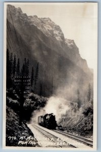 Banff Canada Postcard Mt. Macdonald East Portal Byron Harmon c1920's RPPC Photo