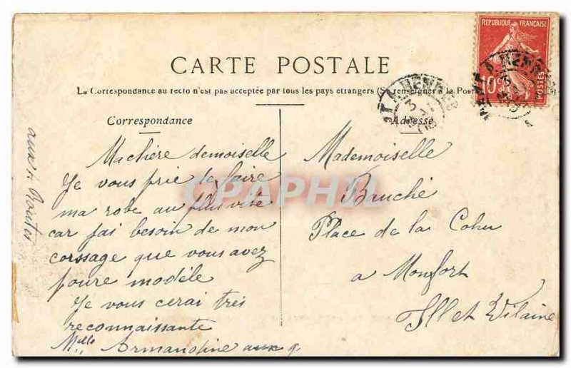 Old Postcard Paris Place du Carrousel and statue of Gambetta