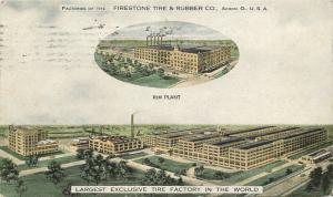 Akron Ohio Rim Plant 1916 Factories Firestone Tire Rubber Postcard 11769