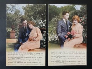 WW1 TAKE ME BACK TO THE GARDEN Bamforth Song Cards part set of 3 No 4834 1/3