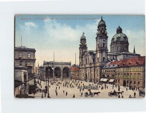 Postcard Odeonsplatz mit Theatinerhofkirche u. Feldherrnnalle, Munich, Germany