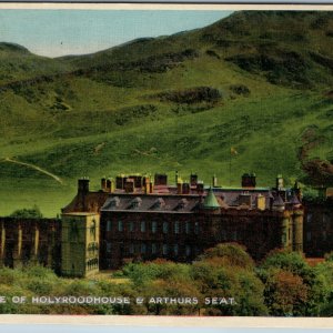 c1950s Edinburgh Scotland Palace of Holyroodhouse Arthurs Seat Linen Postcard UK