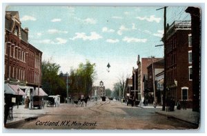 c1905 Main Street Exterior Building Cortland New York Vintage Antique Postcard