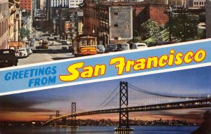 SAN FRANCISCO Oakland Bay Bridge Cable Car Chinatown c1950s Vintage Postcard