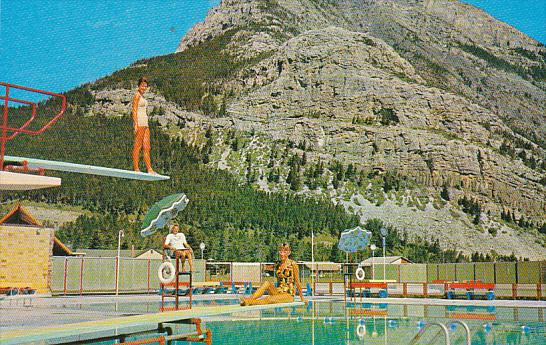 Canada Waterton Lakes Swimming Pool and Mount Crandell Alberta