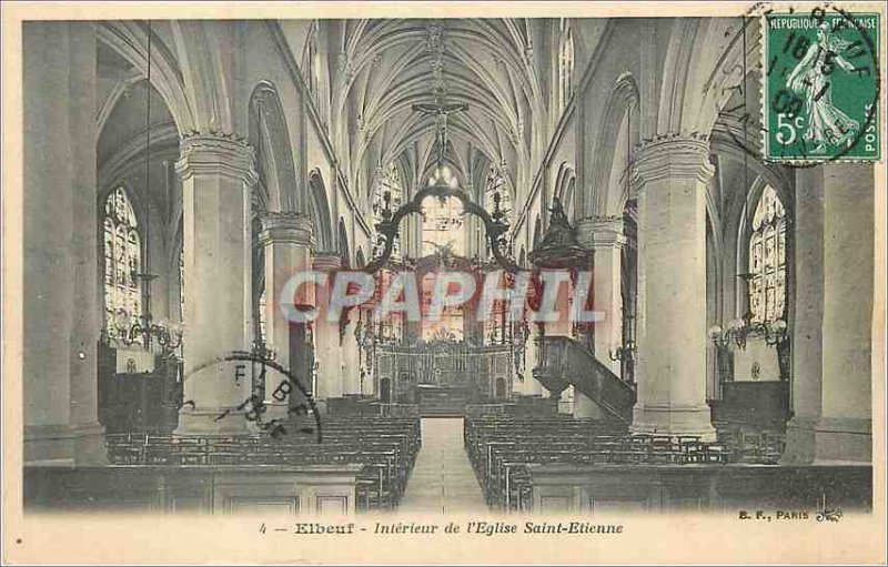 Old Postcard Elbeuf Interior of The Church of Saint Etienne