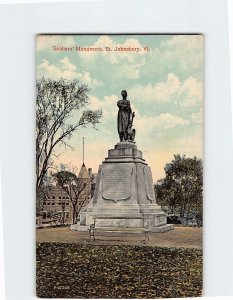 Postcard Soldiers Monument St. Johnsbury Vermont USA