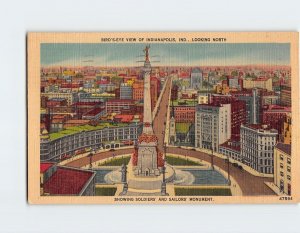 Postcard View of Indianapolis, Indiana Looking North, USA