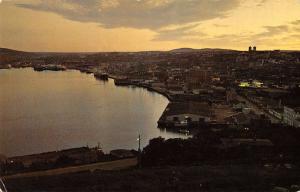 St Johns Newfoundland Canada birds eye view at sunset vintage pc Y11610 