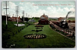 Hamilton Ontario Grand Trunk Railway System Depot Railroad Station Postcard K25