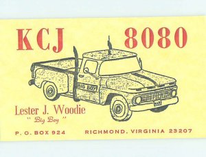 Pre-1980 RADIO CARD - CB HAM OR QSL Richmond Virginia VA AH2952