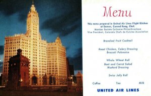 c. 1940 United Airlines Menu Chef Conrad Kung Postcard P31