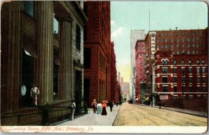 Looking Down Fifth 5th Avenue, Pittsburgh PA Vintage Postcard M32