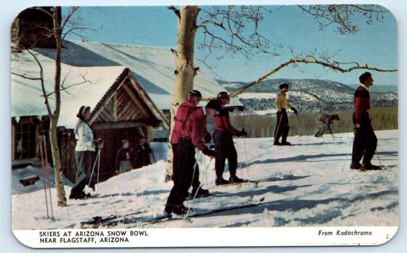 FLAGSTAFF, Arizona AZ ~ Skiers ARIZONA SNOW BOWL c1950s Postcard
