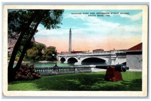 Howard Park And Jefferson Street Bridge Canon South Bend Indiana IN Postcard