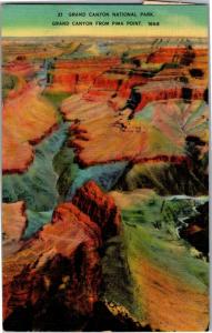 Grand Canyon from Pima Point, Grand Canyon National Park c1950s Vtg Postcard O14