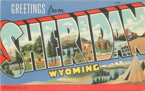 Postcard Wyoming Sheridan Large letters multi View Teich 23-498