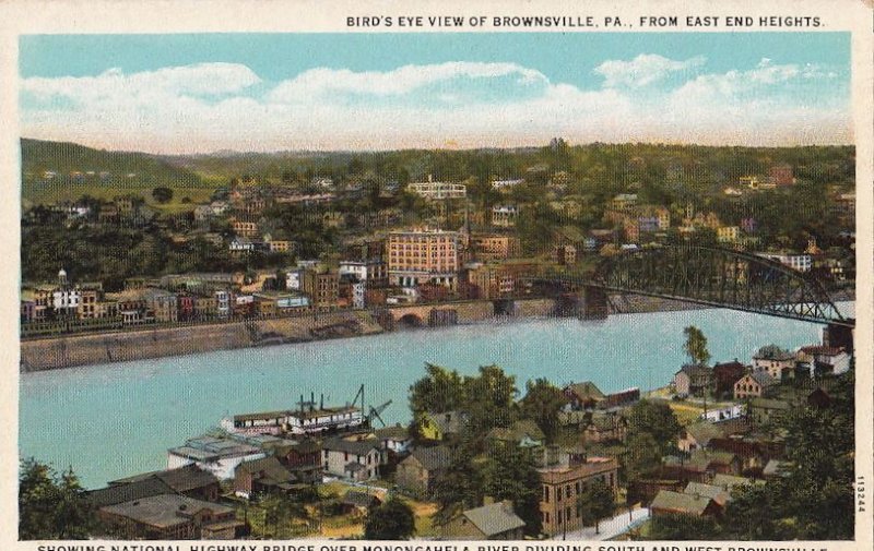 Postcard Bird's Eye View Brownsville PA