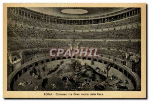 Italy Italia Roma Old Postcard Il Colosseo Gran caccia della Fiere