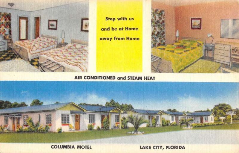 Lake City Florida Columbia Motel Multiview Antique Postcard K71364