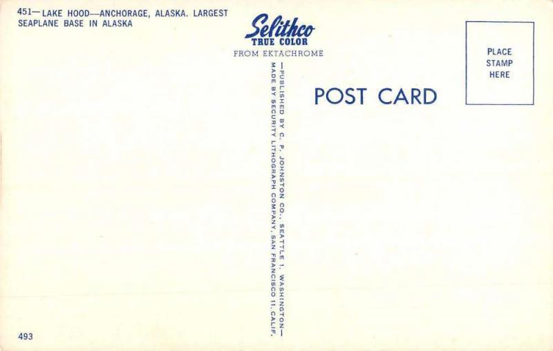 Anchorage Alaska Lake Hood Airplane Vintage Postcard K83169