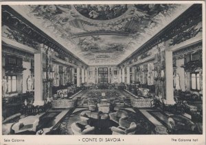 Postcard Ship Conte di Savoia The Colonna Hall