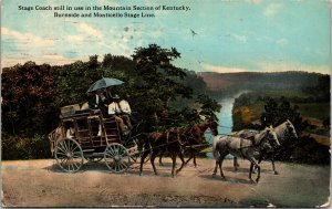 Stage Coach Burnside Monticello Line Kentucky KY Postcard Wren & King 1914