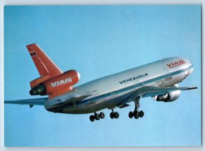 Venezuela Postcard Mcdonnell Douglas DC-10-30 Airplane Viasa c1950's