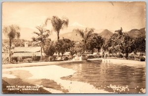 Veracruz Mexico 1940s RPPC Real Photo Postcard Hotel Ruiz Galindo Fortin Pool