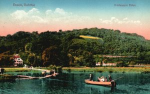 Vintage Postcard Essen Ruhrtal Baiden Pahre Boats Mountains Essen, Germany