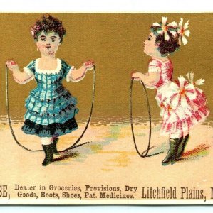 c1880s Litchfield Plains ME J. A. Chase Trade Card Girls Jump Rope Kennebec C10