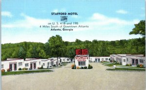 1940s Stafford Motel Atlanta Georgia Linen Postcard