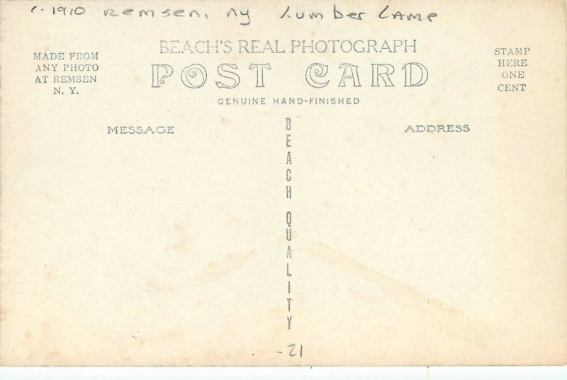 c1910 Remsen New York Lumber Camp Beach Quality RPPC Postcard 25-10945
