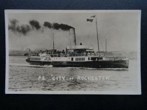 Shipping Kent Chatham P.S CITY of ROCHESTER Paddle Steamer Ferry Old RP Postcard