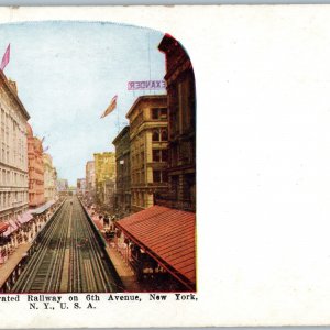 c1910s New York City, NY Manhattan Elevated Railway 6th Ave Like Stereoview A189