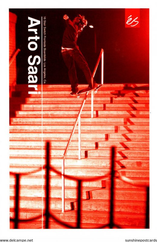 Arto Saari Skateboarding 16 Stair Switch Frontside Boardslide Los Angeles Cal...