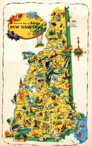 New Hampshire Advertising Map Postcard 2T6-568