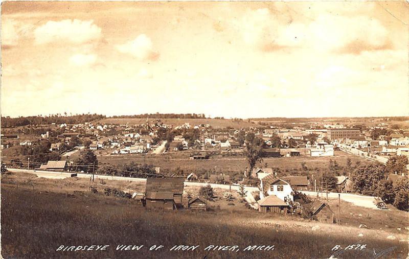 Iron River MI Birdseye View Real Photo RPPC Postcard