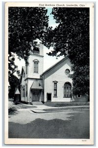 Louisville Ohio OH Postcard First Brethren Church Exterior c1940 Vintage Antique