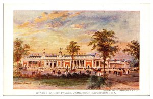 1907 State's Exhibit Palace, Jamestown Expo, Souvenir, Norfolk, VA Postcard