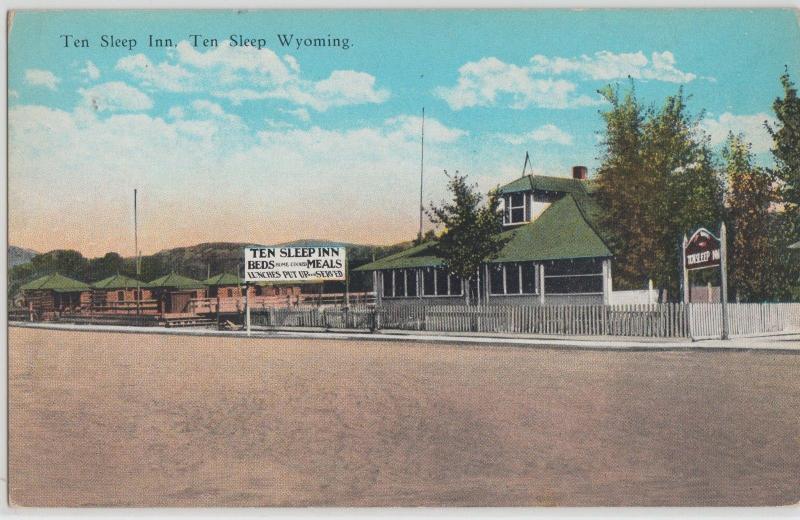 Wyoming Wy Postcard c1910 TEN SLEEP INN Restaurant Cabins Roadside