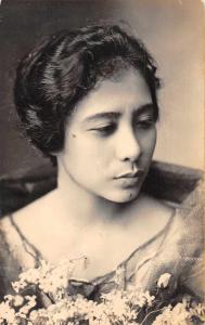 Philippines Woman with Flowers Real Photo Vintage Postcard JE229706